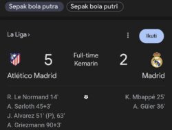 Hasil Pertandingan Atletico Madrid vs Real Madrid Hari ini !